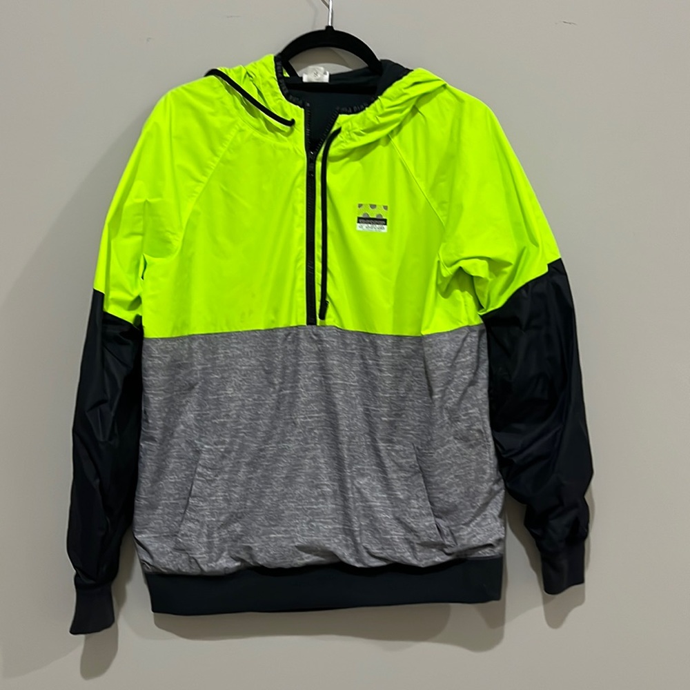 Victoria’s Secret Pink Hooded Half Zip Neon Windbreaker Jacket Size XS